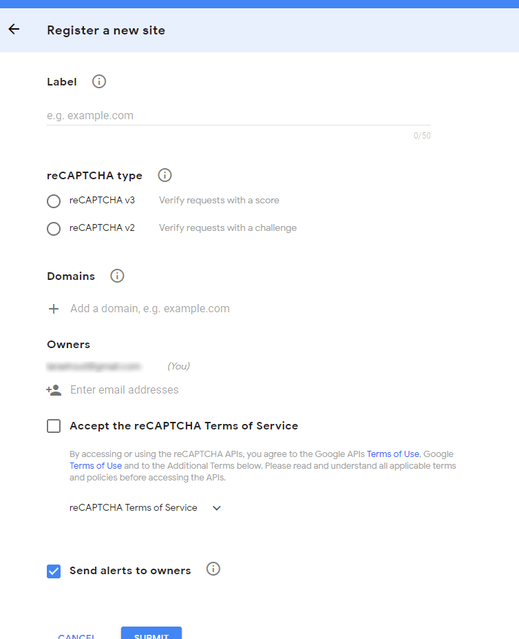 Google reCAPTCHA Settings