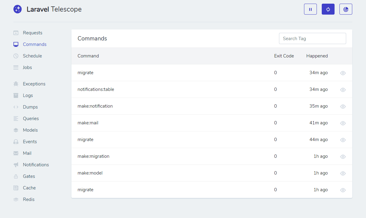 Laravel Telescope - Commands