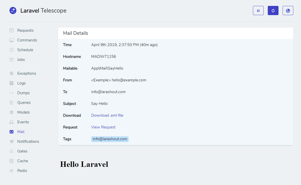 Laravel Telescope - Mail Details