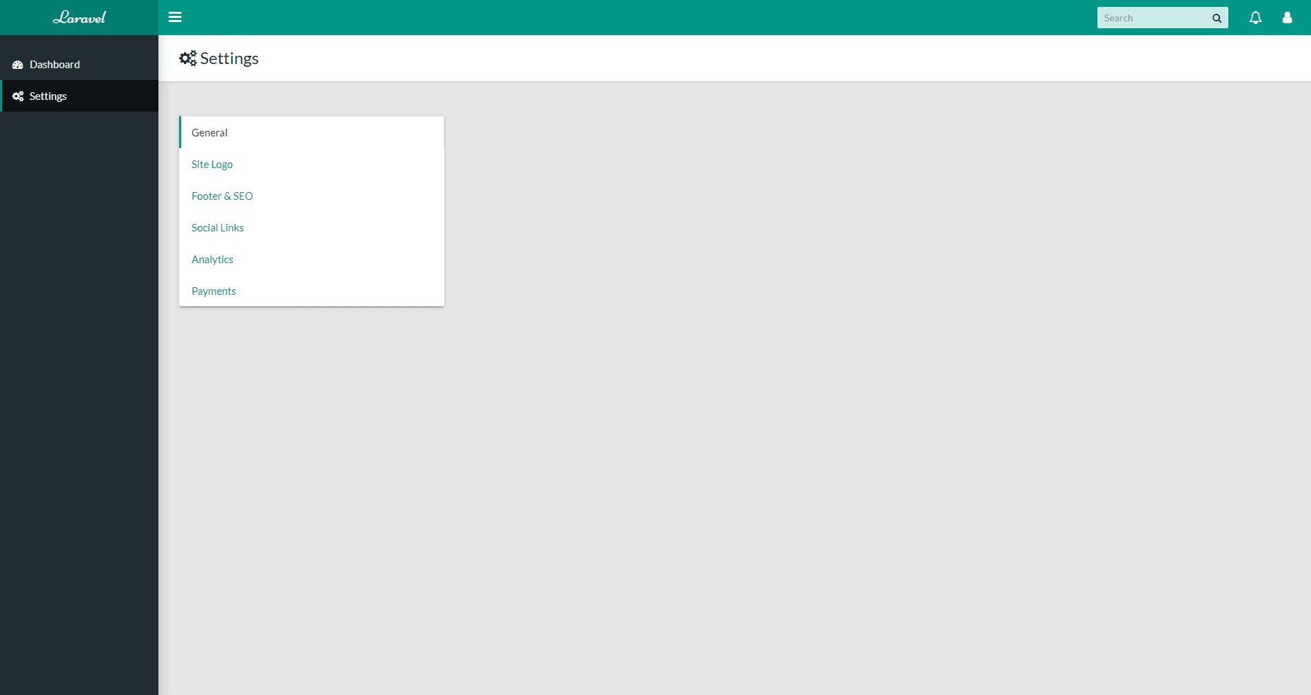 Settings Section - Empty