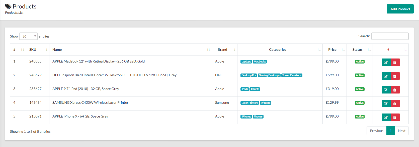 Product Listing Page