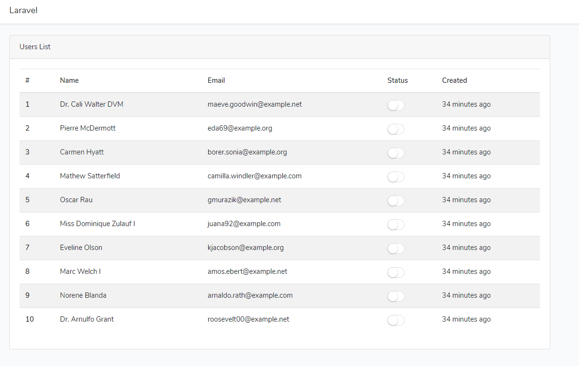 Users List with Switches