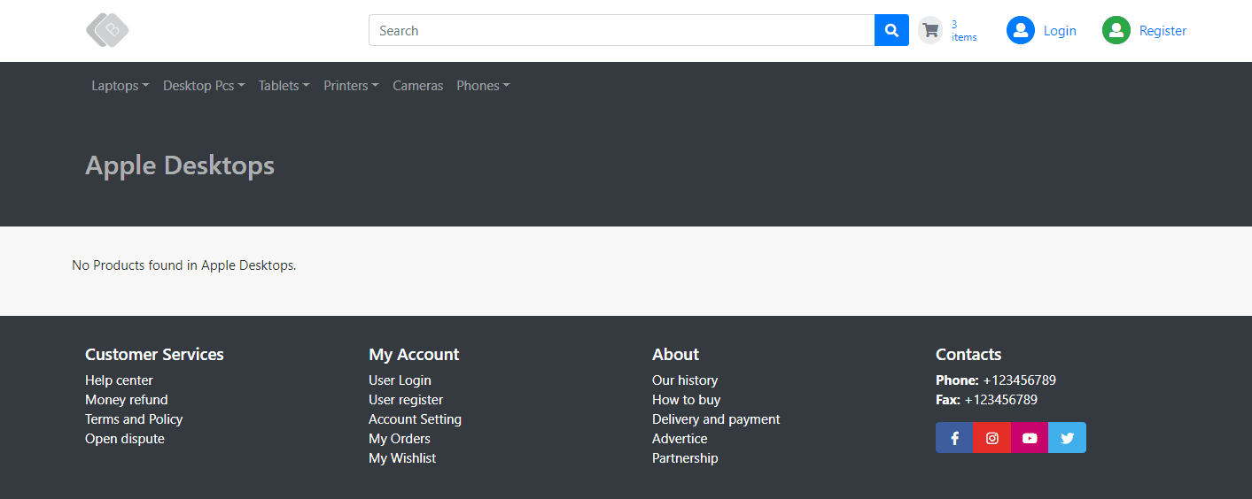 Category Listing Page - No Product