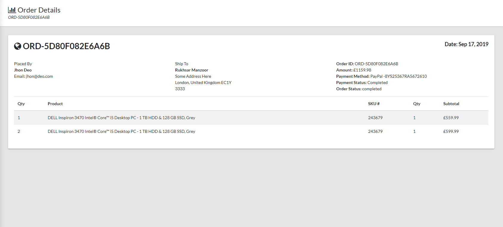 Order Details