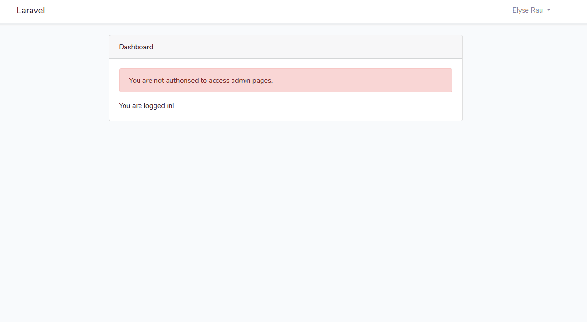 Redirected Using the Admin Middleware