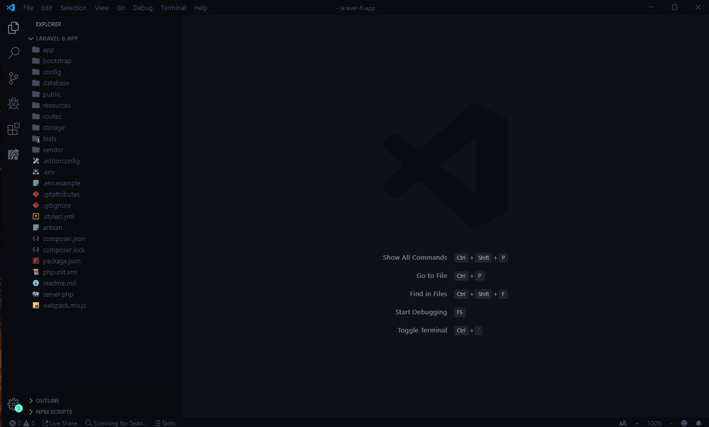 Using Laravel 6 in VS Code