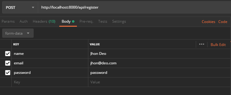 Register a User - Request